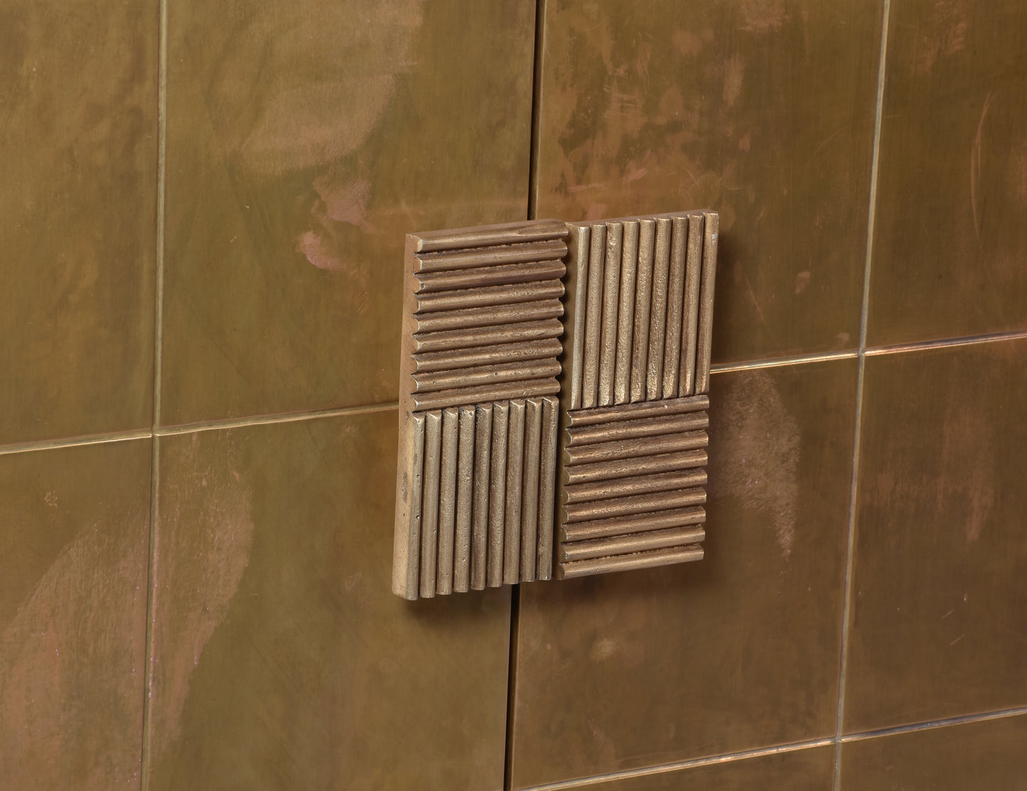 Luxe Brass-Tiled Sideboard – A Fusion of Glamour and Functionality