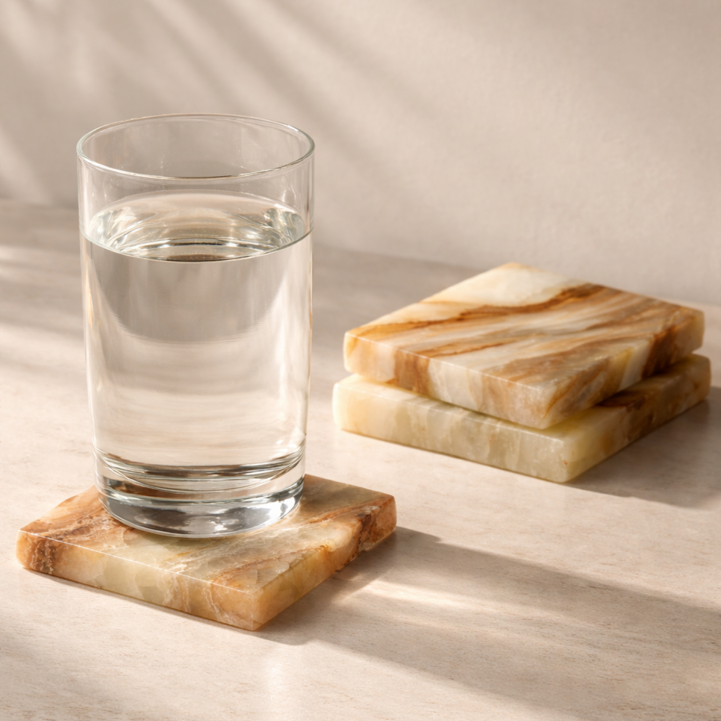 Amber Vein Onyx Marble Coaster