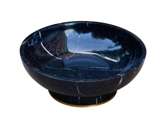 Noir Halo – Black Marble Decorative Bowl