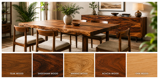 best wood for furniture in India including teak sheesham mango wood and oak furniture