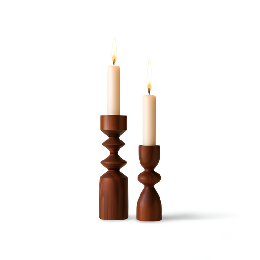 Arlo Wooden Candle Holders (Set of 2)