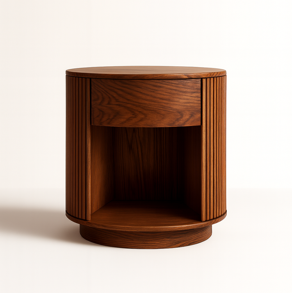 Elara Fluted Round Nightstand