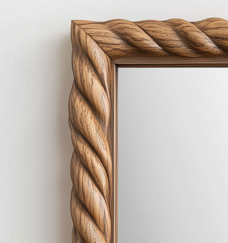 Rope Carved Wooden Mirror