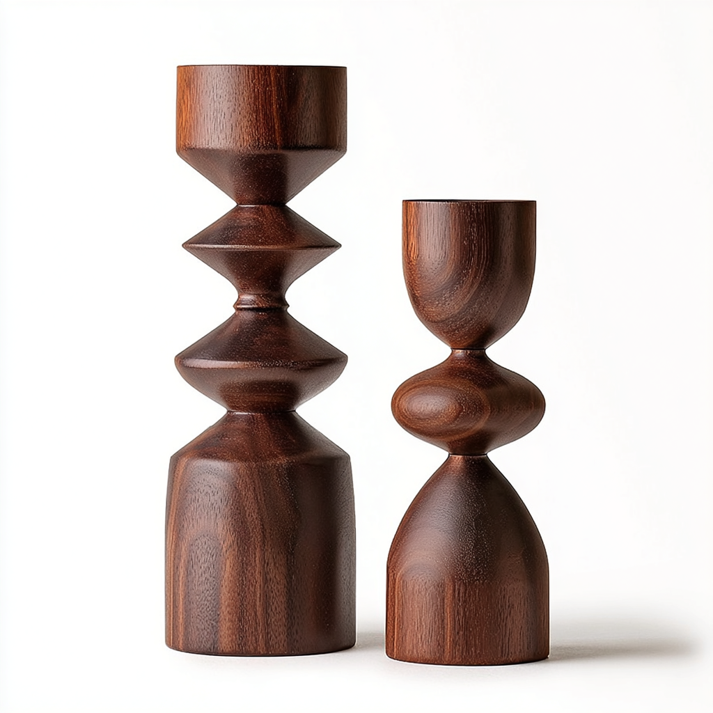 Arlo Wooden Candle Holders (Set of 2)