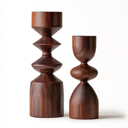 Arlo Wooden Candle Holders (Set of 2)
