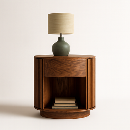 Elara Fluted Round Nightstand