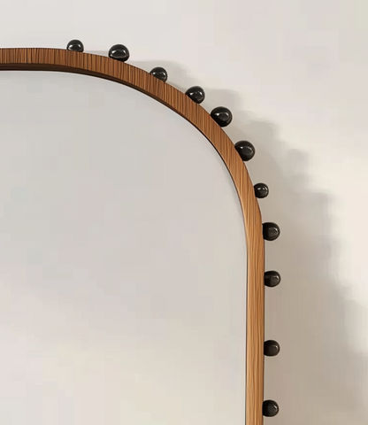 The Orb-Embellished Arched Mirror – A Statement of Elegance & Artistry