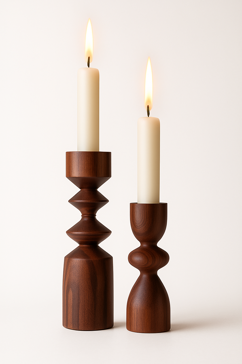 Arlo Wooden Candle Holders (Set of 2)