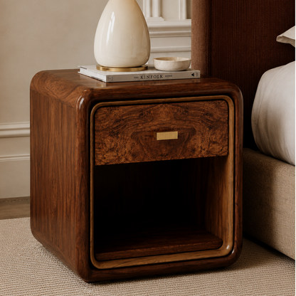 Elegant Monarch Nightstand beside a luxury bed