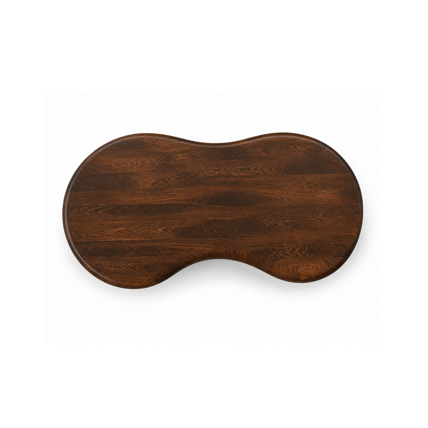 Riva coffee table with organic shape and natural wood grain